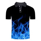 Мужская рубашка-поло ZOOTOP BEAR, Повседневная деловая рубашка-поло с коротким рукавом и 3D-принтом синего пламени, 2019