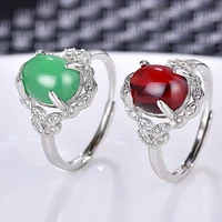 electroplated brass ladies can adjust the vintage natural semi precious stones ring for girlfriend fashion jewelry
