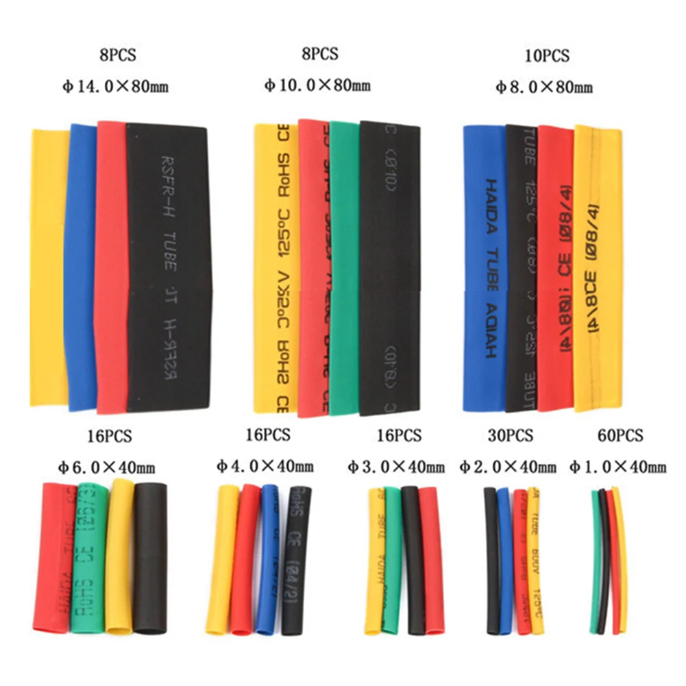 

Tools Heat Shrink Tubing 164pcs Insulation Shrinkable Tube Flame retardant Household PE Cable Cord