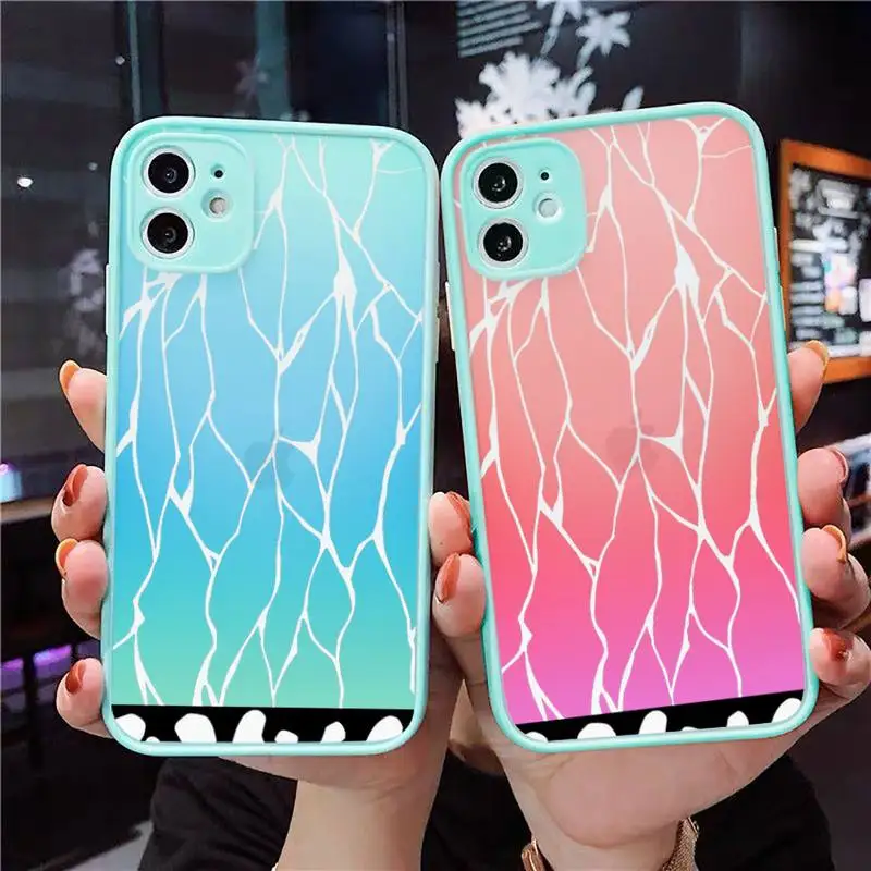 

design aesthetic Demon Slayer Blade Butterfly Phone Case For iPhone 13 12 11 Mini Pro XR XS Max 7 8 Plus X Matte transparent