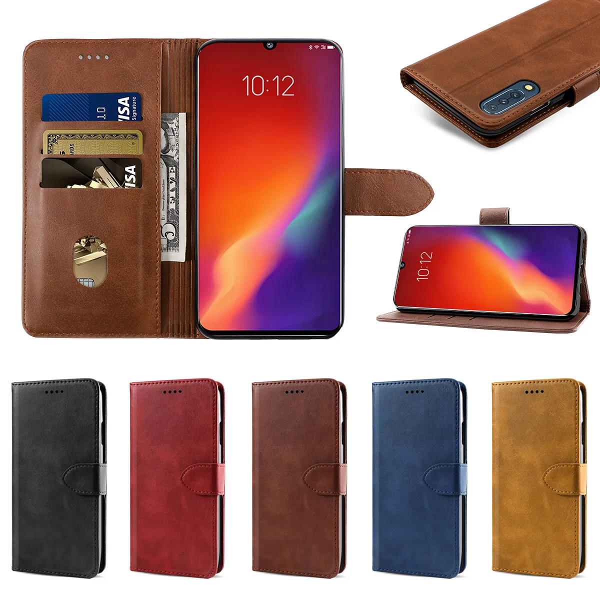Для lenovo Z6 Pro Чехол из телячьей кожи PU кожаный флип Стенд кошелек чехол против