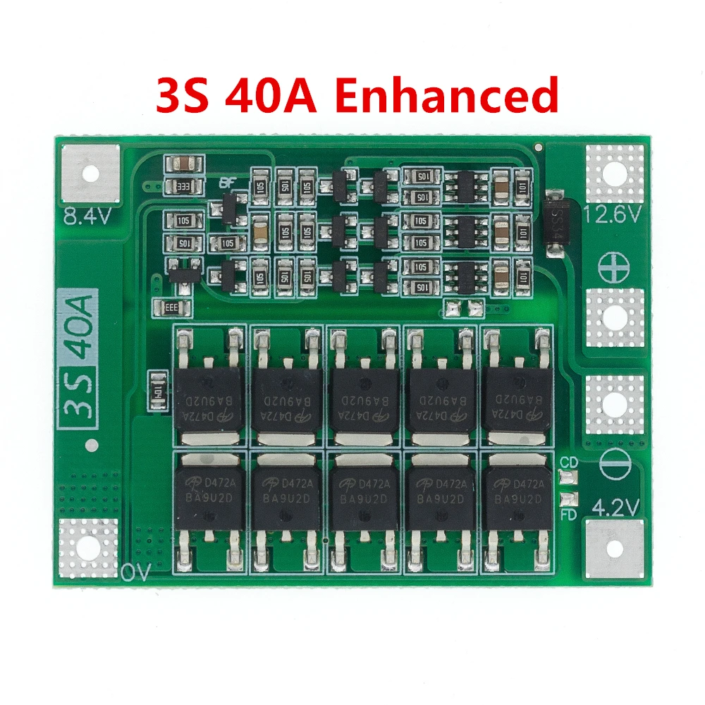Защитная плата 3S/4S 40A/60A 18650 BMS для зарядки литий ионных батарей двигателя