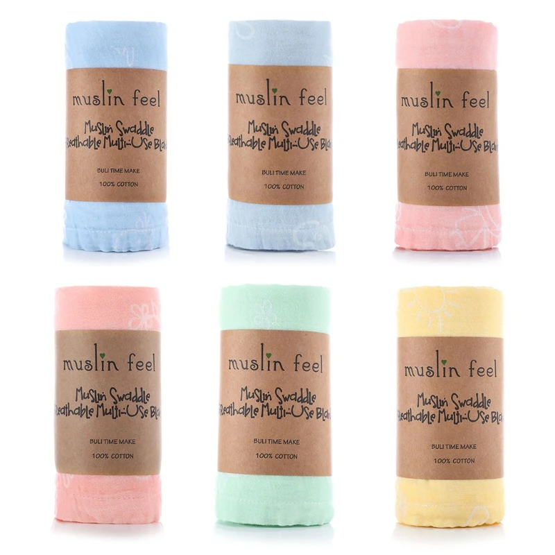 

2Pcs/Set Solid Color Reusable Baby Muslin Blanket Infant Swaddle Wrap Bath Towel A2UB