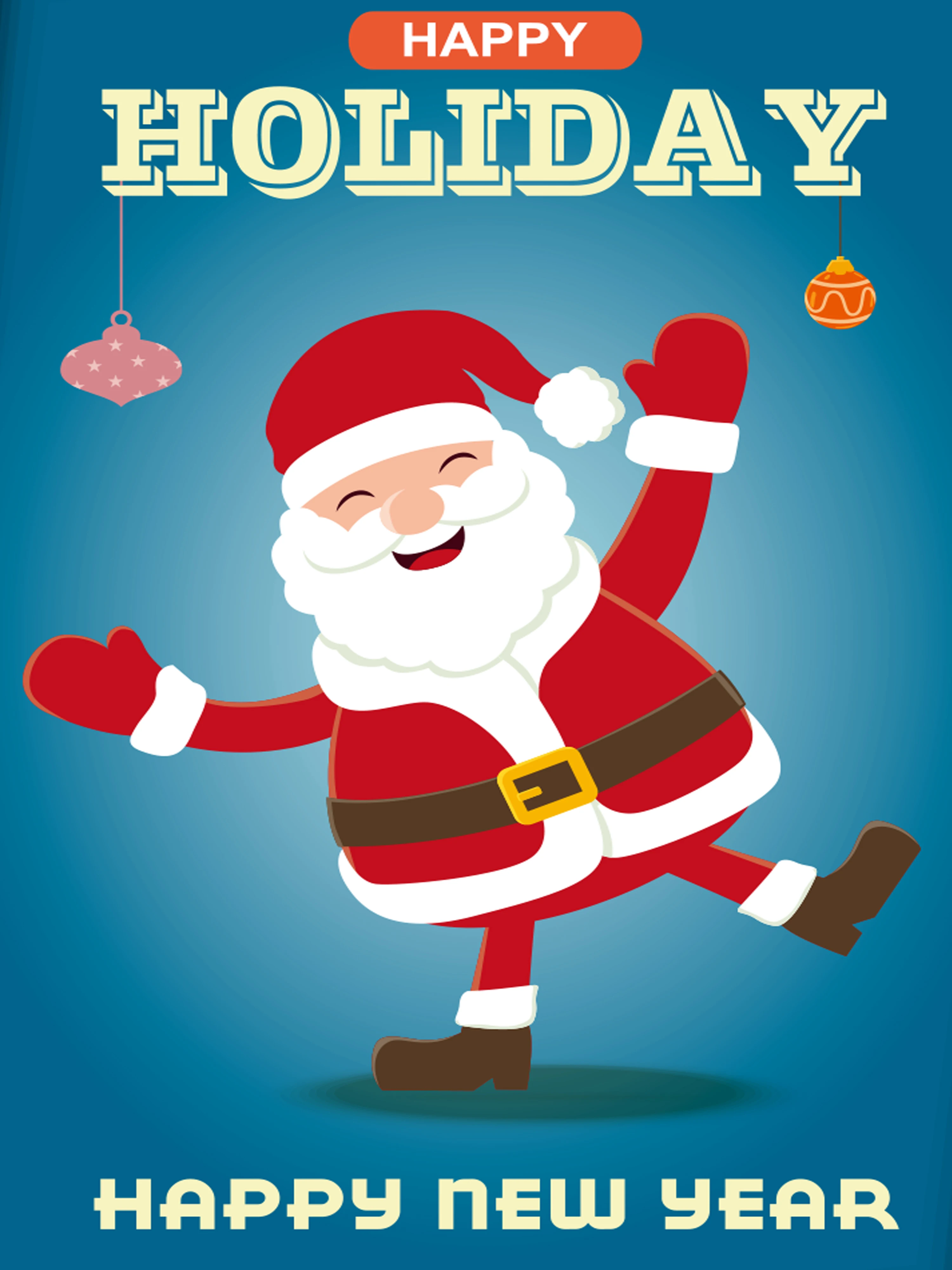 Новогодняя открытка с Санта Клаусом рождественская елка бумажная