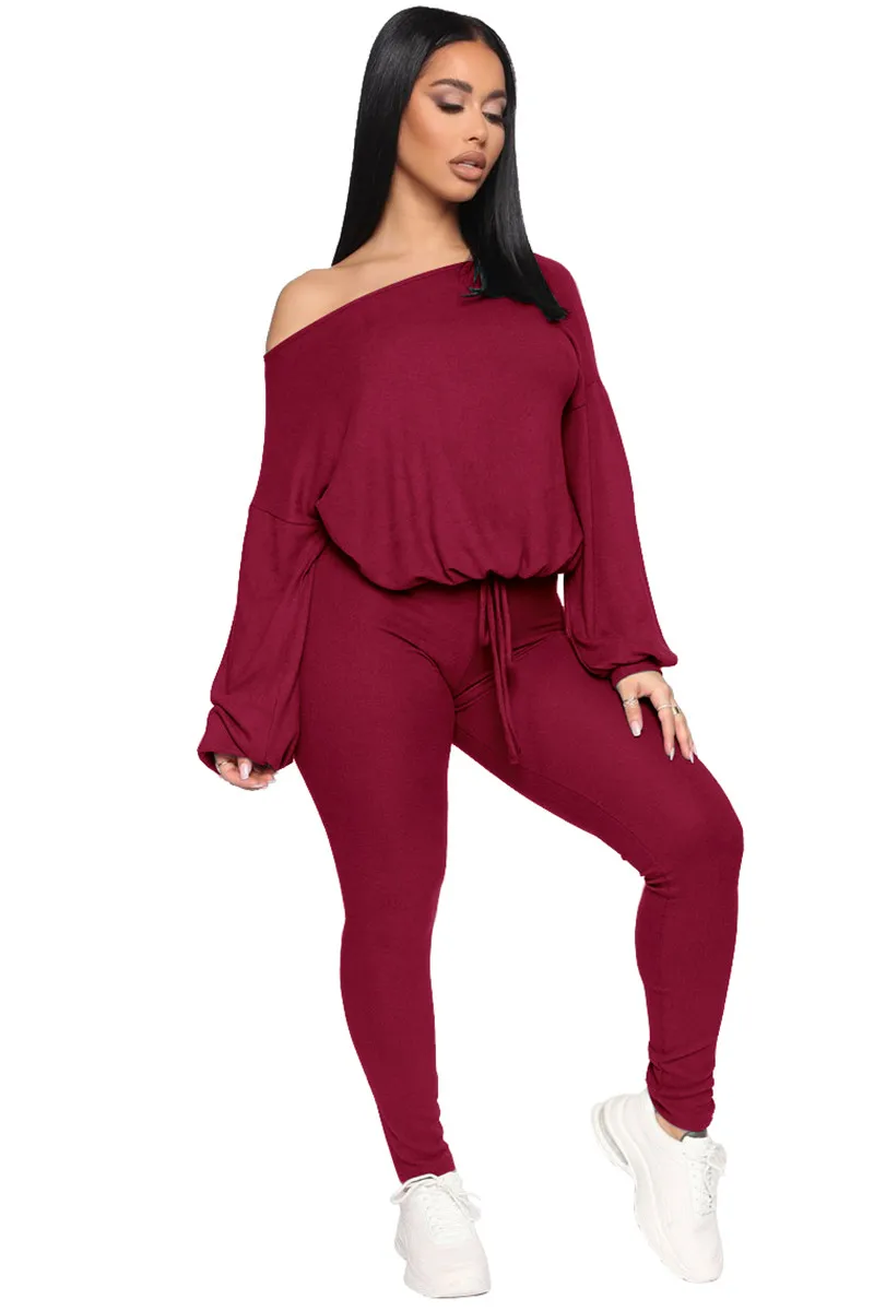 

Женский костюм с длинным рукавом, однотонный облегающий спортивный костюм, наряды на шнуровке с круглым вырезом