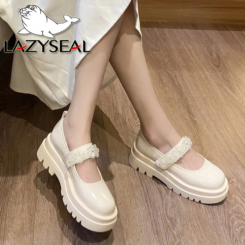 

Роскошные дизайнерские женские туфли LazySeal с кристаллами, водонепроницаемые повседневные двухслойные Нескользящие женские ботинки на плос...
