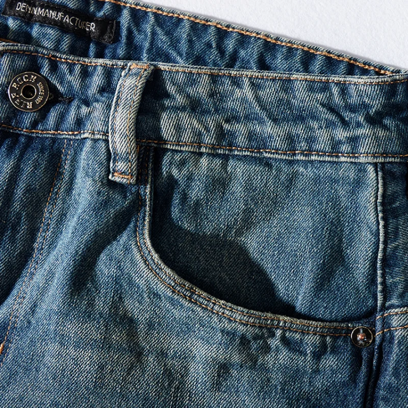 Cargo Jeans Men 's American Worn Looking Washed-out Pants Machete 3D Cutting Denim Trousers