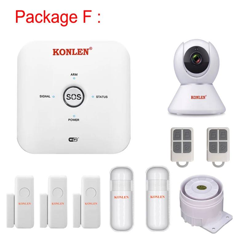Wifi GSM Tuya мини-сигнализация комплект беспроводной с ip-камерой для дома безопасности дома поддержка Alexa Google Home Smart - Цвет: Package F