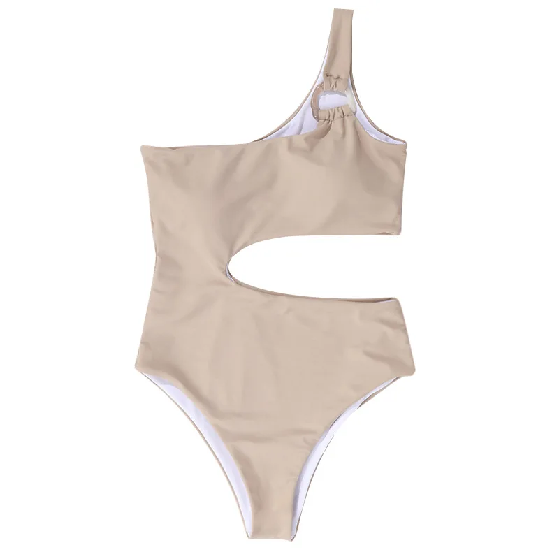 

2021 One Shoulder Swimsuit Women Sexy Hollow Out Swimwear Summer Black Bathing Suits Beach Swim High Waist One Piece Monokini