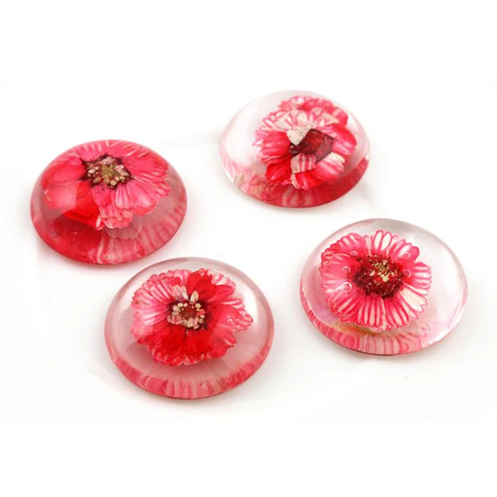 Новая мода 5 шт 25 мм Натуральные сушеные цветы с плоской задней стороной кабошоны