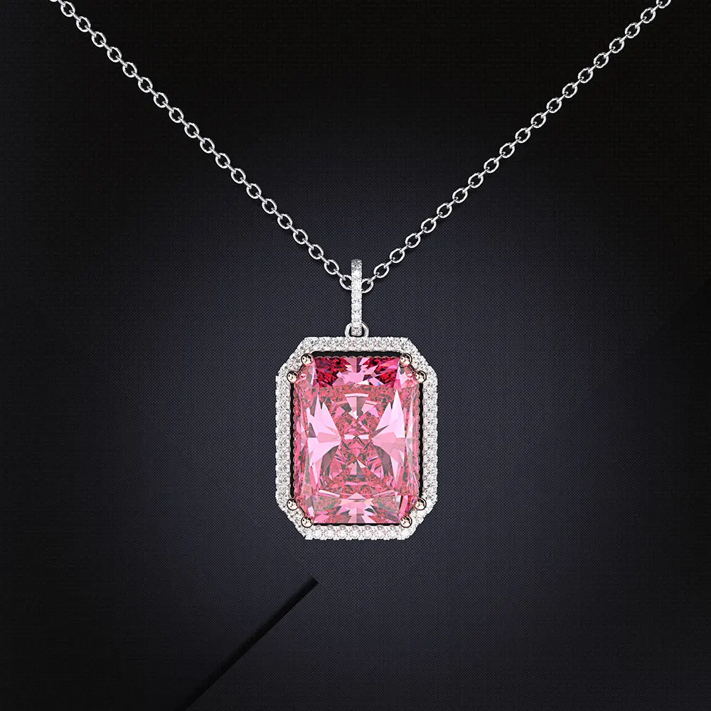 

FFGEMS, винтажное серебро 925 пробы, созданное из моиссанита, сапфир, розовый драгоценный камень, кулон, ожерелье, хорошее ювелирное изделие, опт...