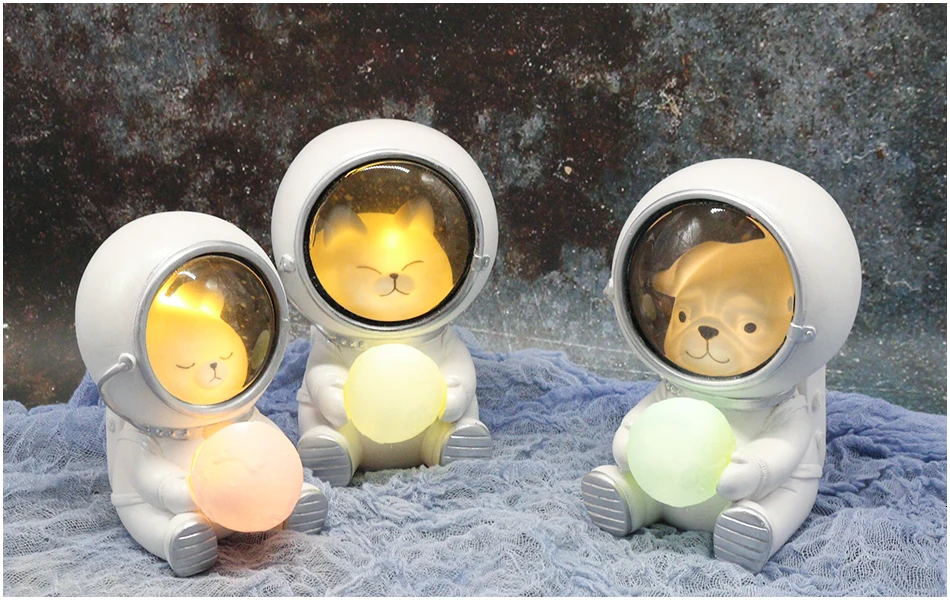 Ночной светильник LEDIARY Animal Astronaut, собака, кошка, медведь, украшения, светильник для животных, настольная лампа, теплый белый декор из смолы, светильник ing