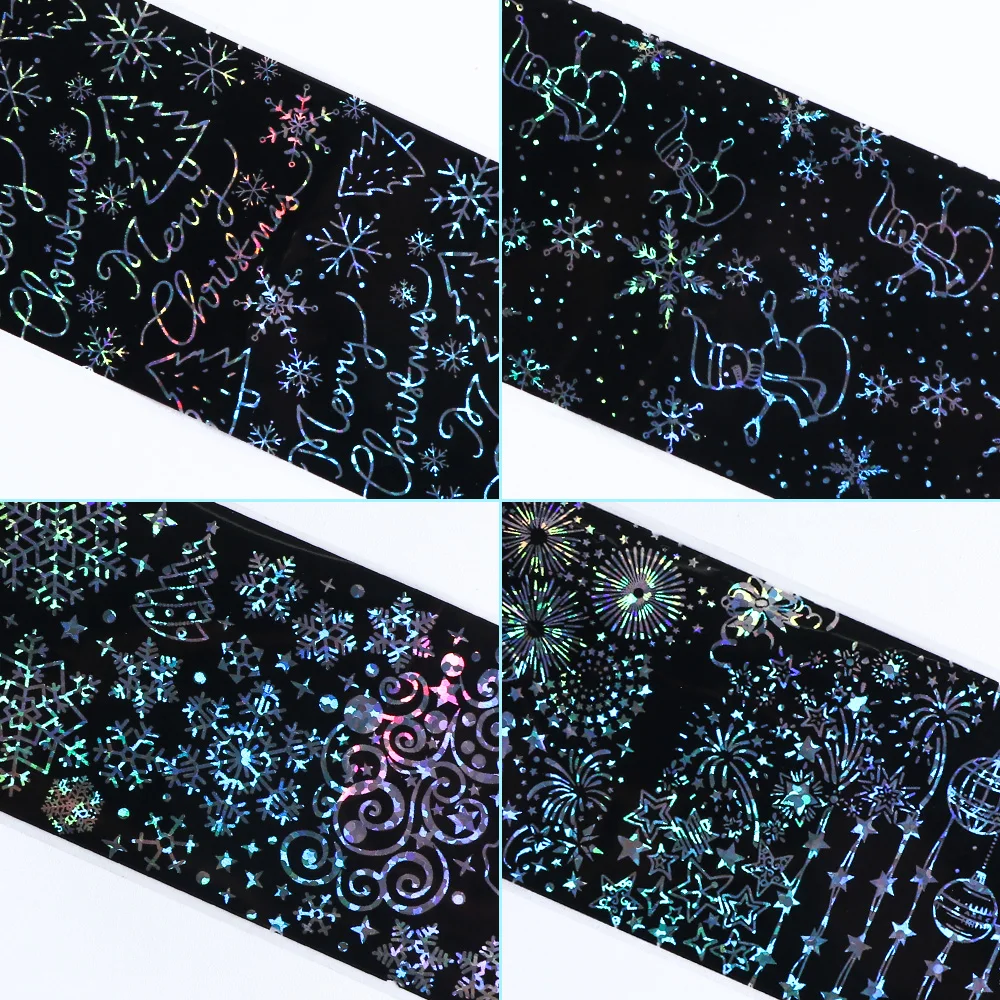 10 шт. переводная Голографическая фольга для дизайна ногтей в виде снежинки