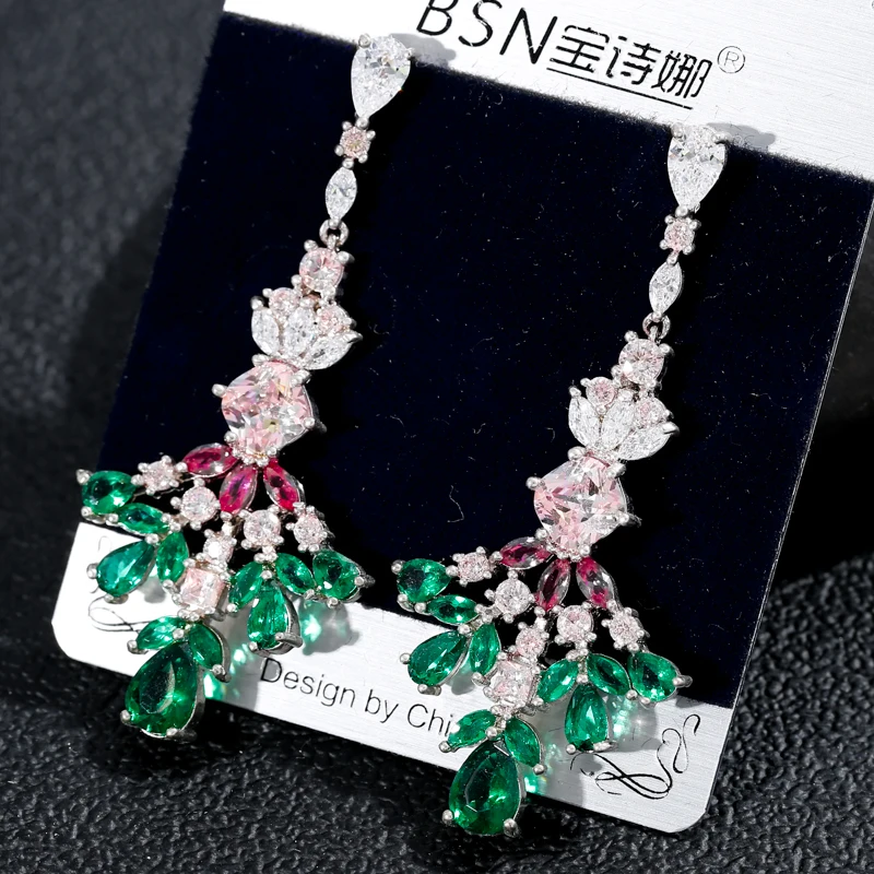 

Random Style Trend 35 Styles Colorful Copper Crystal Earrings For Women Korea Drop Hanging Dangle On Wedding Party Jewelry