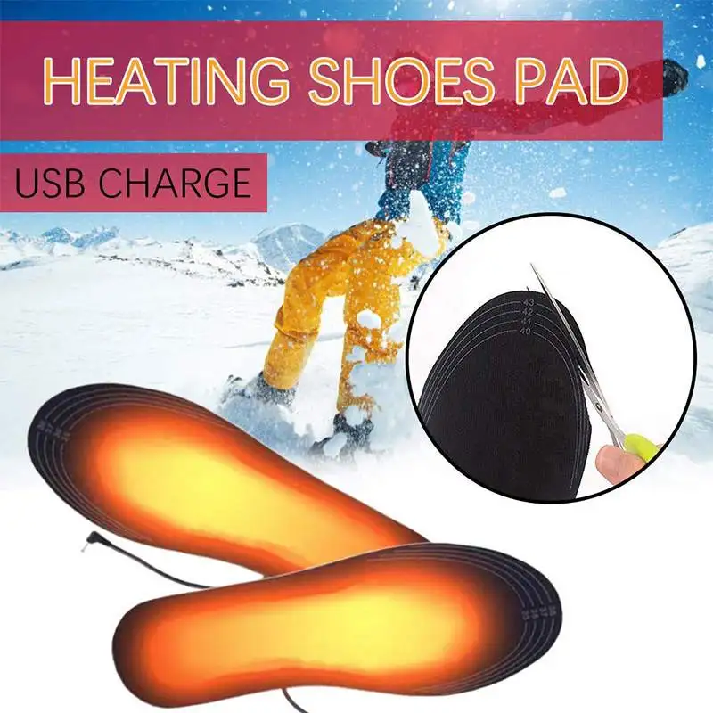 

1 Pair USB Heated Shoe Insoles Foot Warming Pad Feet Warmer Sock Pad Mat Winter Outdoor Sports Heating Insoles Winter Warm Soles
