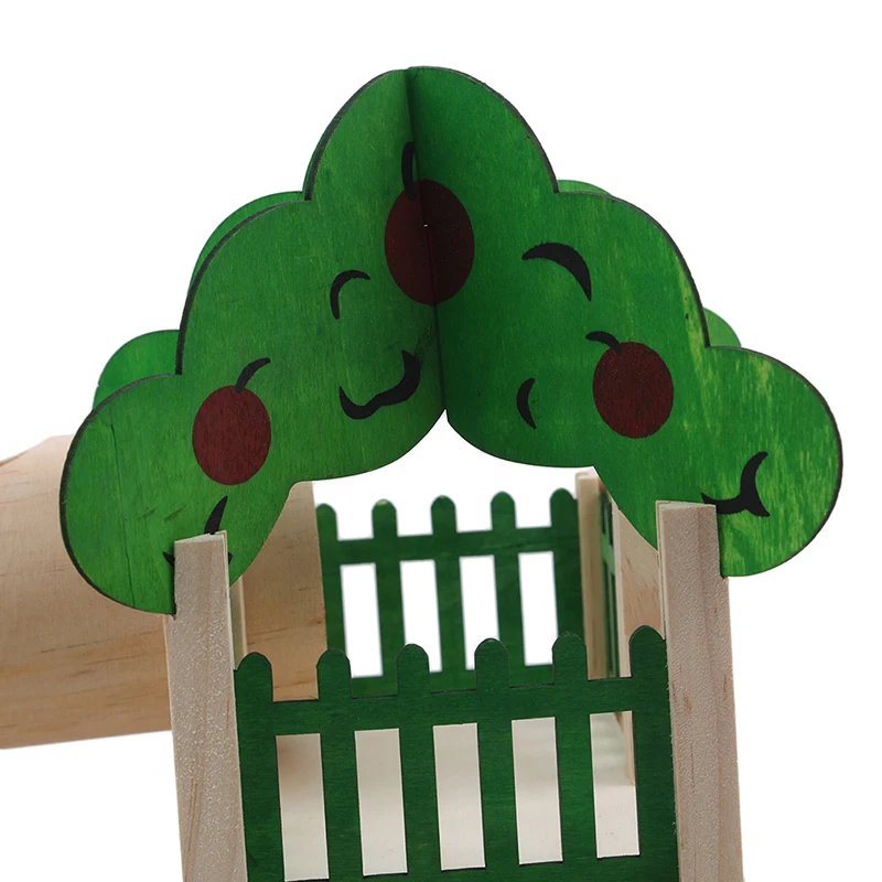 Hamster House Shelter Natural Wooden Rat Playground Activity Platform Villa With Pipe Fence Ladder Roof | Дом и сад
