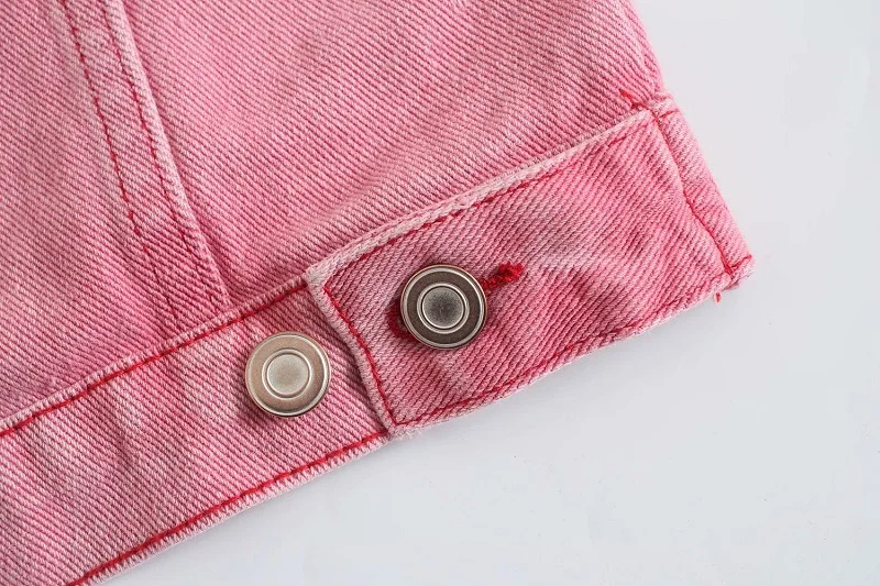 

Toppies Pink Jeans Jacket Vintage Woman Button Denim Jacket with Pockets Female Streetwear