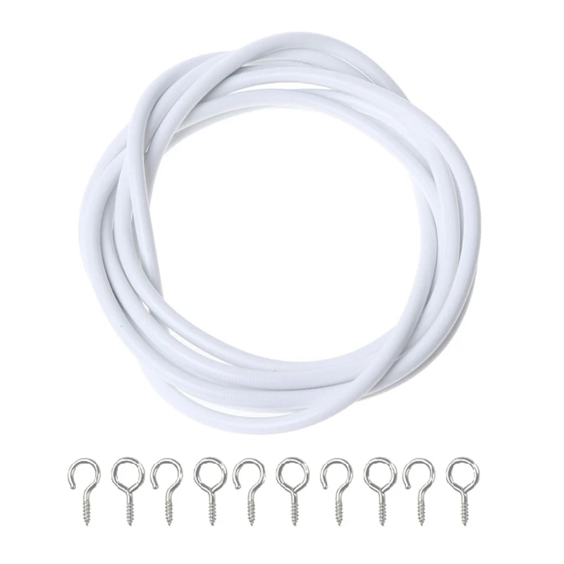 

Net Hang 2m Curtain Wire Window Cord Cable String Set With 5 Fish Eyes 5 Hooks 97QD