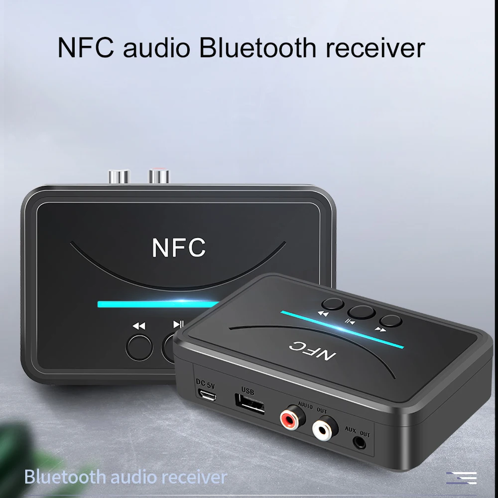 

Приемник Kebidu AUX 3,5 мм Bluetooth NFC 5,0 A2DP RCA разъем USB Смарт-воспроизведение стерео аудио беспроводной адаптер для автомобильного динамика
