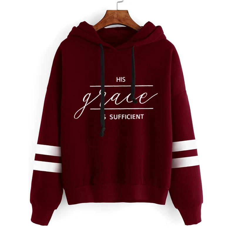 

His Grace Is Sufficient Hooded Sweatshirt Christian Hoodie Women Clothing Gift for Mom Religious Clothing Aesthetic