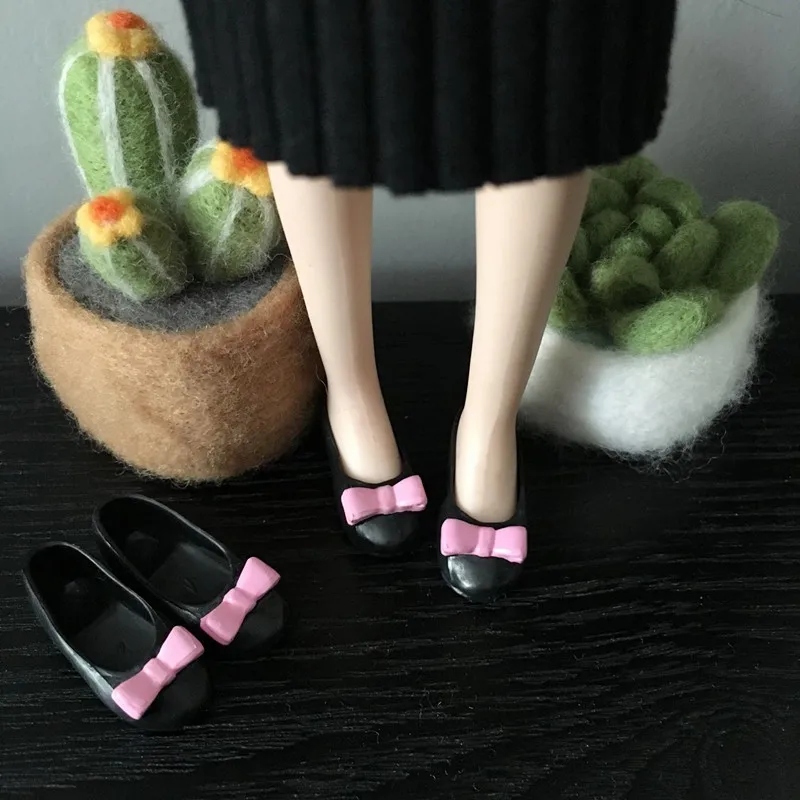 1 пара, 2,3 см, обувь для куклы, милая обувь на плоской подошве с бантом для Blyth, Azone, Momoko, Barbies, кукла 1/6, аксессуары