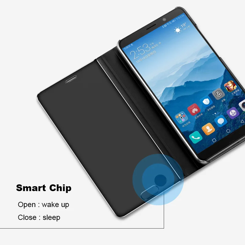 Умный зеркальный флип-чехол чехол для Huawei Honor V10 V20 V30 Play Note 10i 9 8 7 20i Lite Pro 7C 8C 8S 8A Nova 3 3i