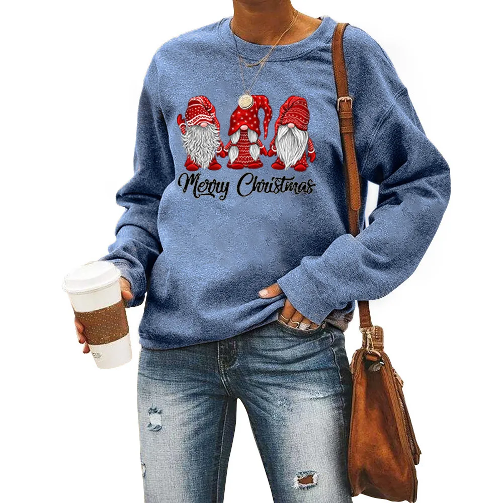 

New Fashion Women Christmas Sweater Adults Loose Letter Santa Claus Pattern Batwing Sleeve Round Neck Pullover