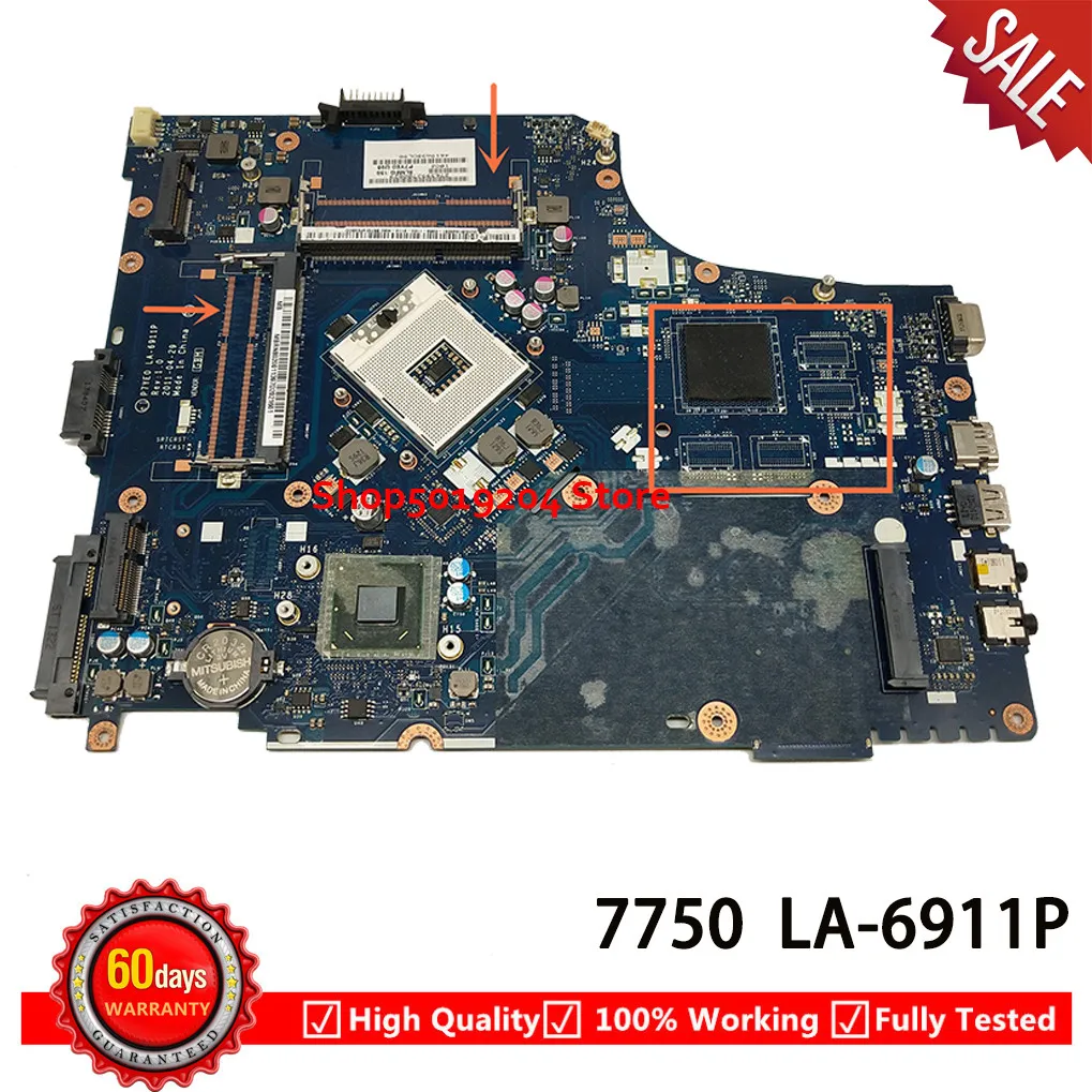 

P7YE0 LA-6911P Laptop motherboard For Acer Aspire 7750 AS7750 7750Z 7750G Main board MBRN802001 MB.RN802.001 HM65