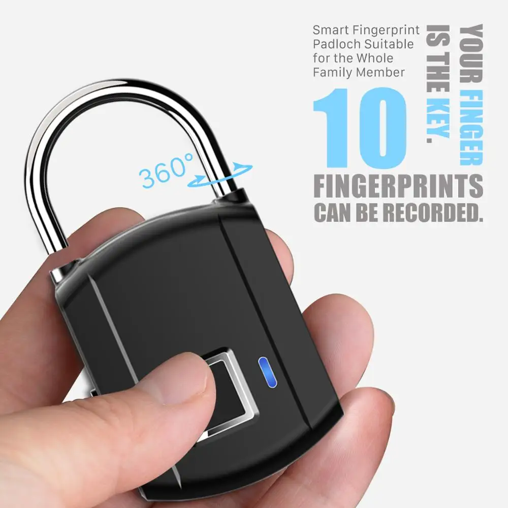 BESDER БЕСКЛЮЧЕВОЙ USB Перезаряжаемый замок со сканером отпечатков пальцев быстрая