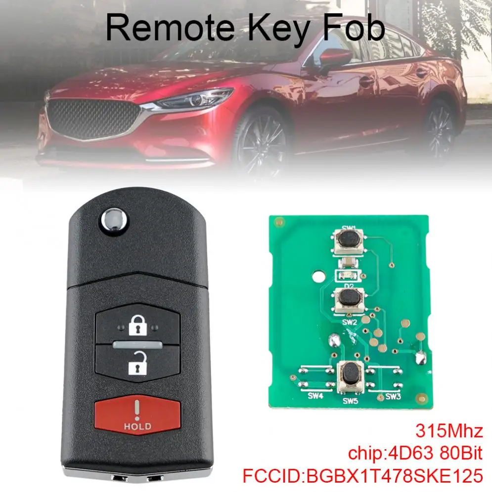 315 МГц 2 + 1 кнопки Замена дистанционный ключ-брелок от машины с 4D63 80Bi BGBX1T478SKE125