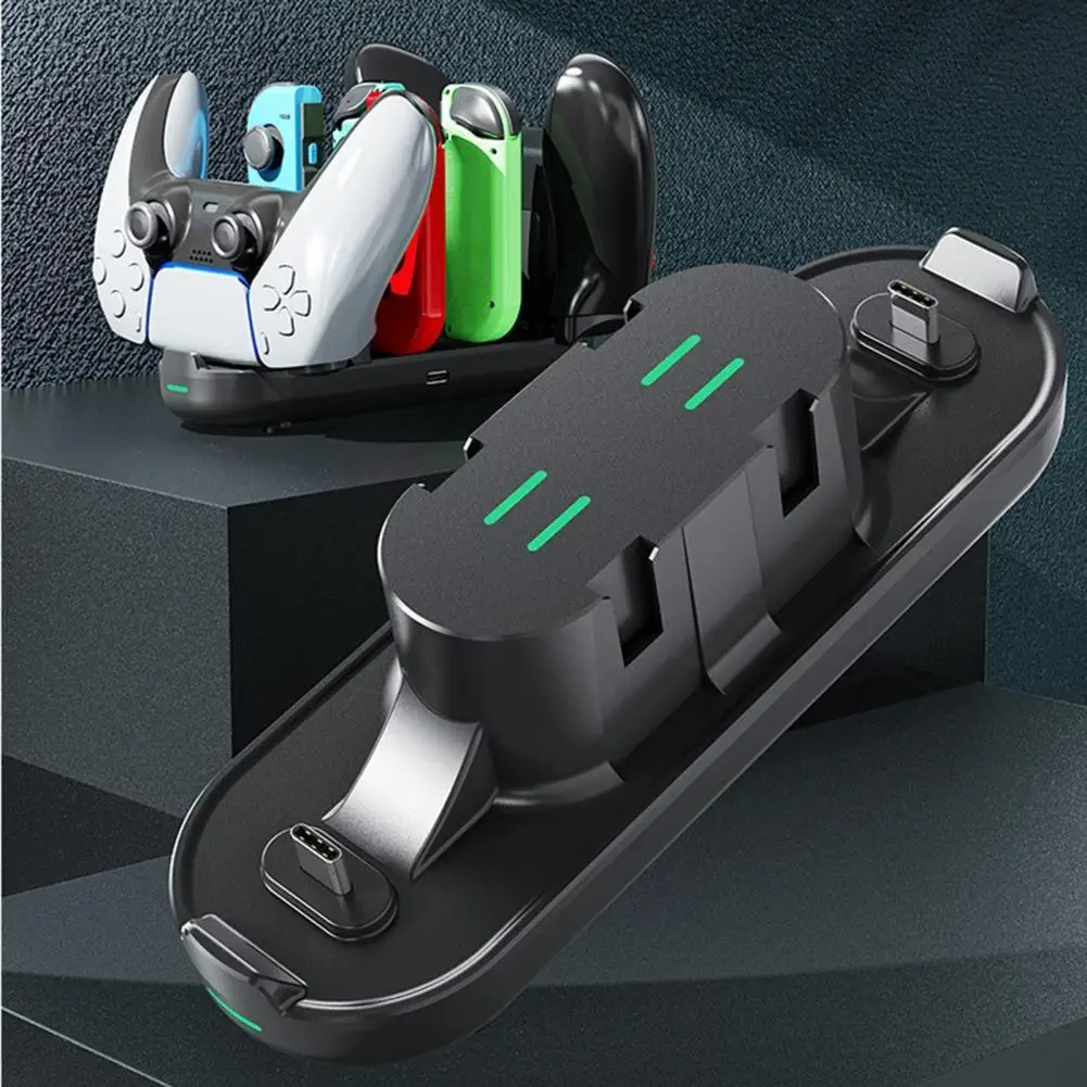 

Anti-skid Charging Dock Plug Play Type-C Interface 6 in 1 Gamepad Charging Station for PS5/Switch Pro Safe Joystick Charger
