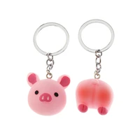 kawaii pink pig keychain resin cartoon animal butt key chains for women cute piggy keychains girl kid bag pendant key rings gift