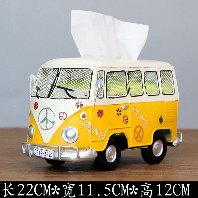 

Metal Creative Retro Bus (with Pattern) Tissue Box Paper Tissue Pumping Box Home Decoration Gifts for Children