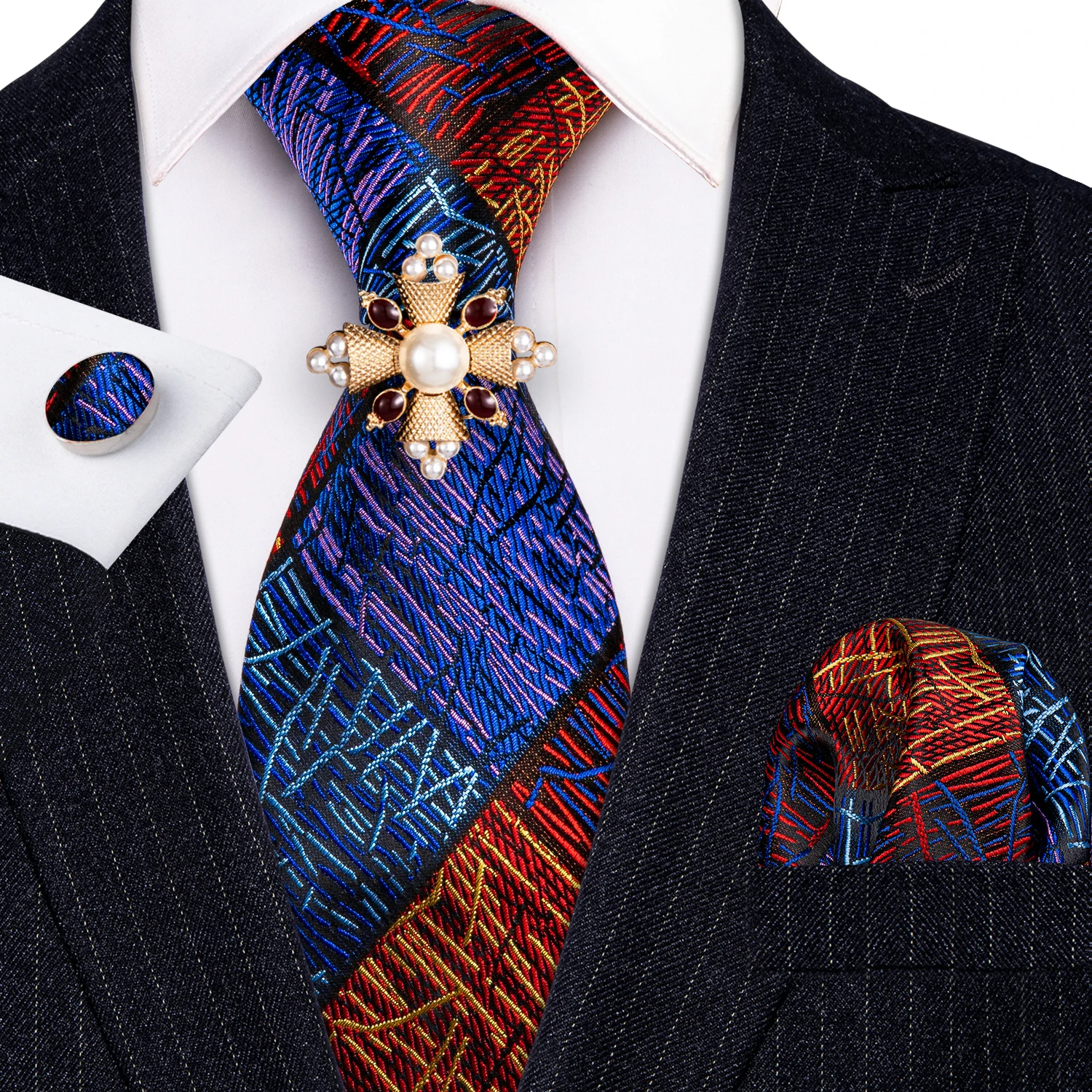 

Мужской свадебный галстук в клетку, оранжевая шелковая брошь, Подарочный вечерний галстук Барри. Ван