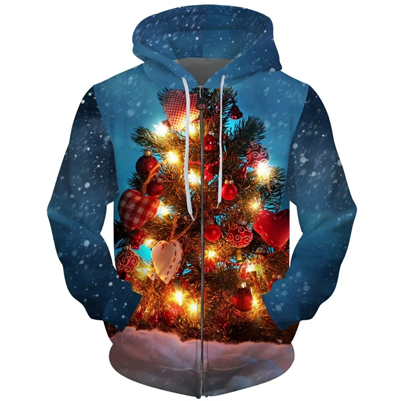 

Cloudstyle Christmas 3D Printing Men Zipper Hoodies Santa Claus Fashion Hoodies Long Sleeve Festival Clothes Polyester S-5XL