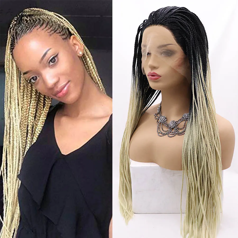 613 черные Детские парики Омбре косички для волос синтетические плетеные передние