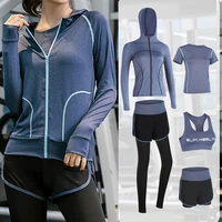2345pcs womens sport suits fitness yoga set running athletic tracksuits gym clothing coat t shirt workout outfits sportswear