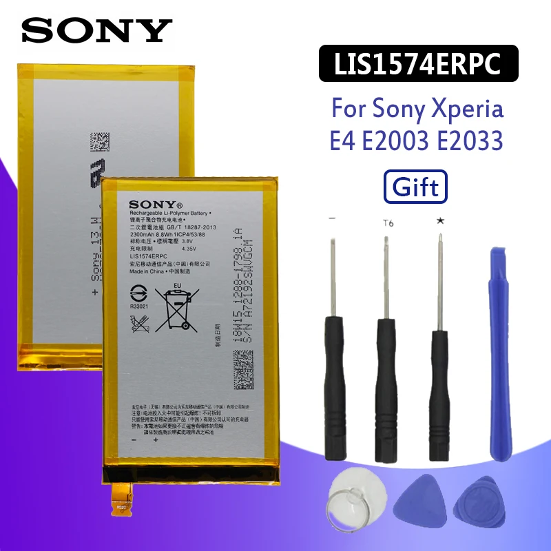 SONY Original Phone Battery For Sony Xperia E4 E2003 E2033 E2105 E2104 E2115 LIS1574ERPC 2300mAh Replacement Batteries Free Tool