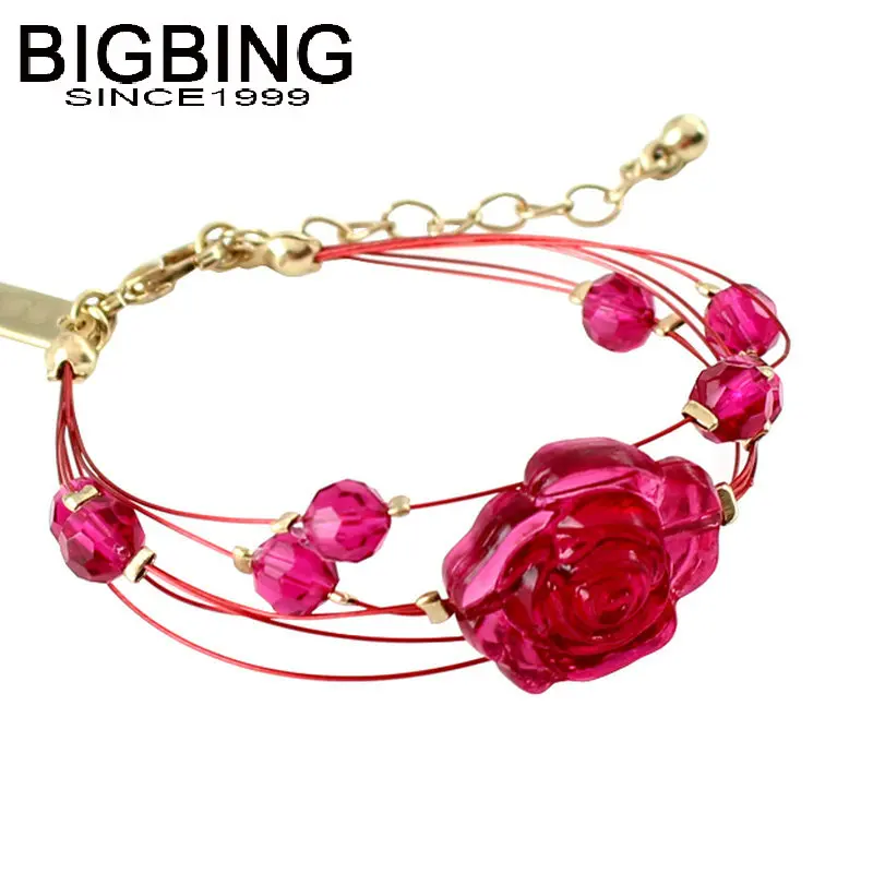R145 BIGBING ювелирные изделия модные розовые хрустальные бусины с цветком