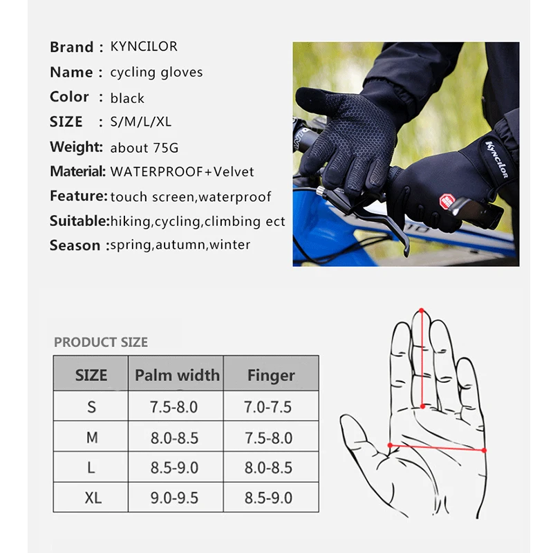

Winter Cycling Gloves With Wrist Support Touch Screen Bicycle Gloves Outdoor Sports Anti-slip Windproof Bike Full Finger Gloves