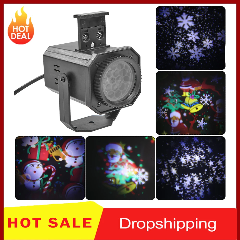 Светодиодный лазерный проектор с рождественским узором цветной Вращающийся