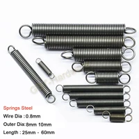 51020 pcs spring steel stretching spring wire diameter 0 8 mm outer diameter 8mm 10mm total length 25303540455060 mm