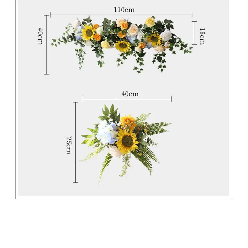 Искусственные цветы украшение для свадебной арки Подсолнухи листья ряд цветов |