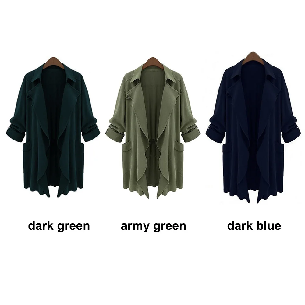 

Plus Size Womens Trench Coat Ladies Parka Overcoat Long Jacket Autumn Outwear