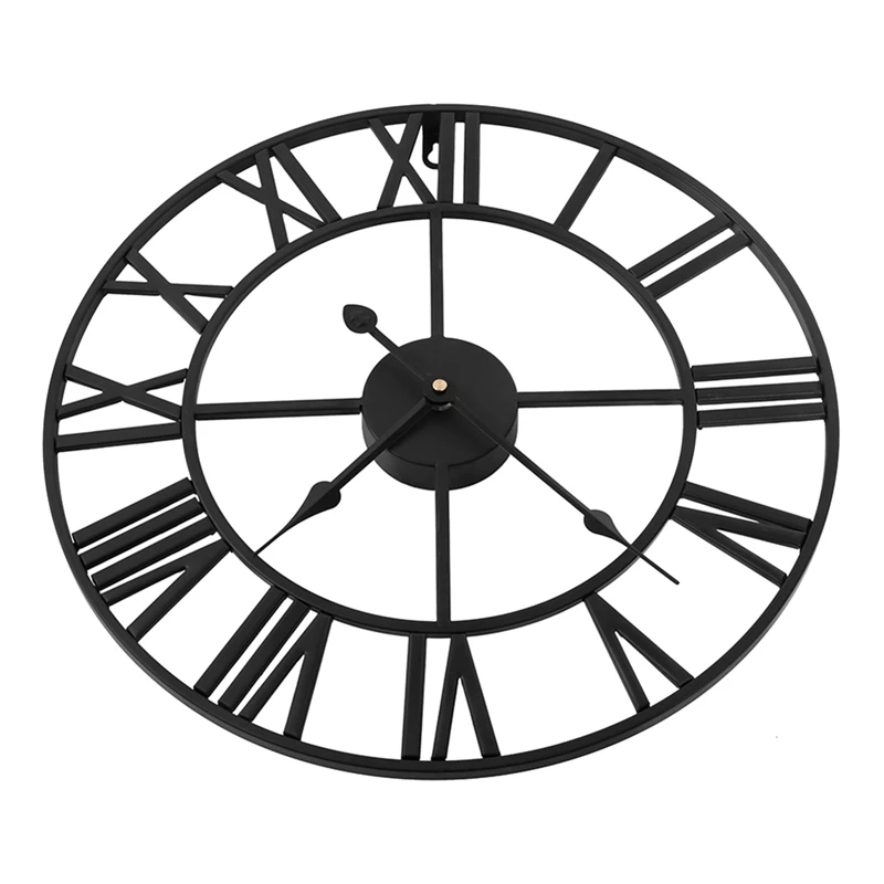 

Настенные часы с римскими цифрами в стиле ретро, металлические круглые большие Железные украшения для улицы, сада, дома, офиса, классическое...