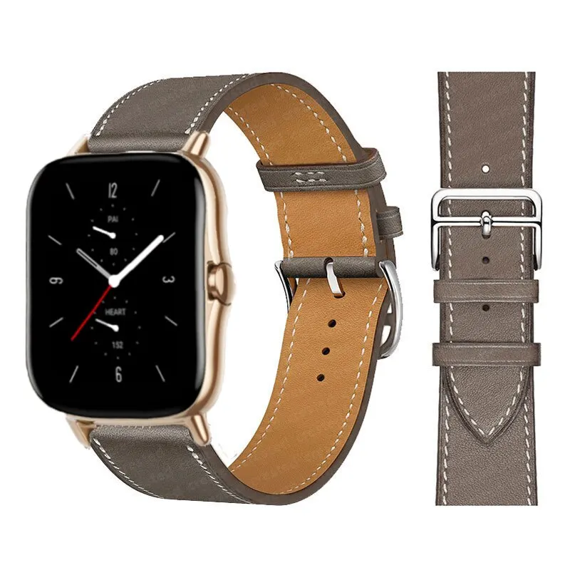 20mm/22mm leder band Für Amazfit GTS/2/2e/GTS2 Mini/GTR 3 pro 42mm/47mm/GTR2/2e/stratos 2/3 Sport Uhr Armband bip strap | Наручные часы