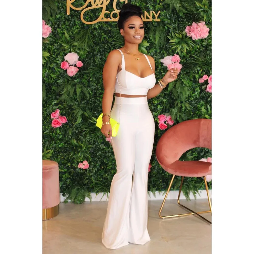 

2021 spring and summer new European and American sexy camisole trousers fresh and sweet two-piece suit