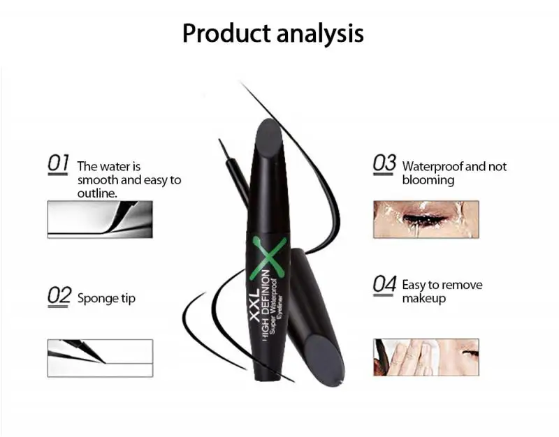 

HOT 1 Pc Black Eyeliner Waterproof And Sweatproof Customized For You Cosmetic Quick Dry Silky Suitable For Beginners TSLM2