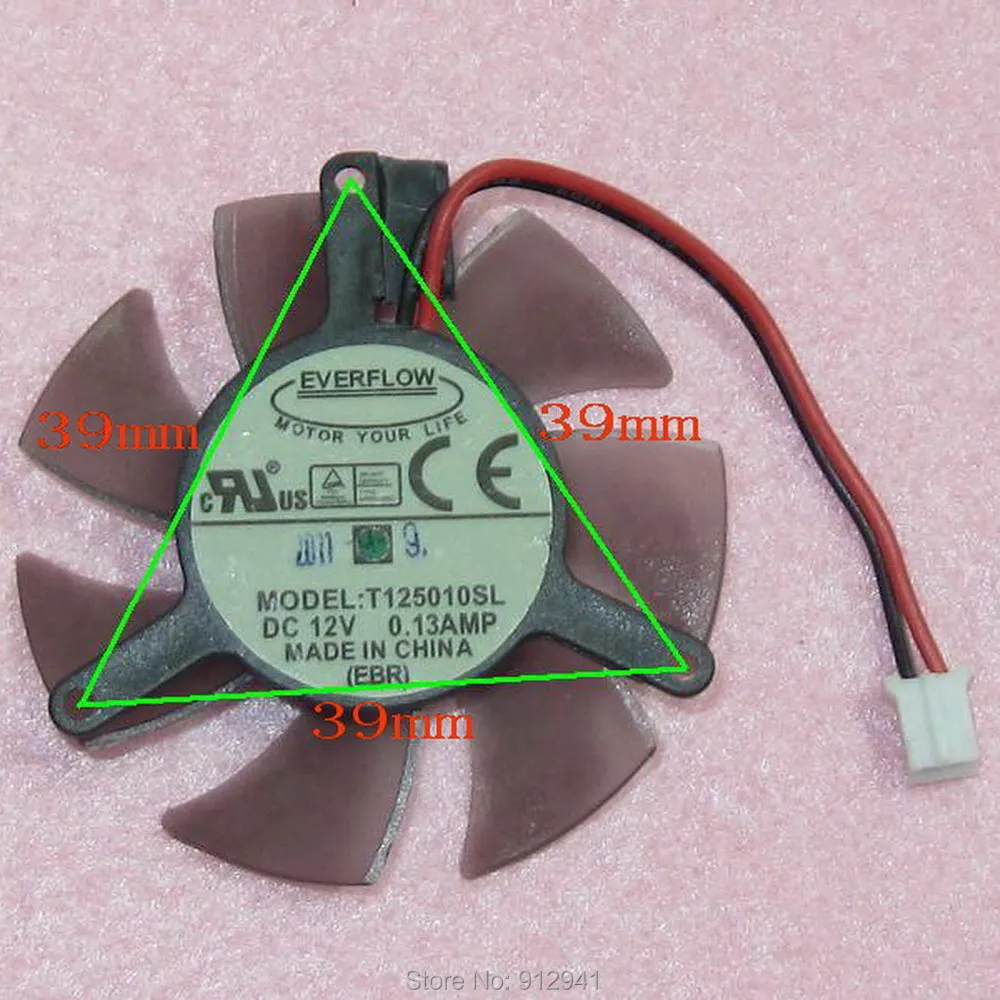 R133 EVERFLOW T125010SL 45 мм графика/Видеокарта VGA кулер вентилятор Замена 39 12 В 0.13A 2 провода