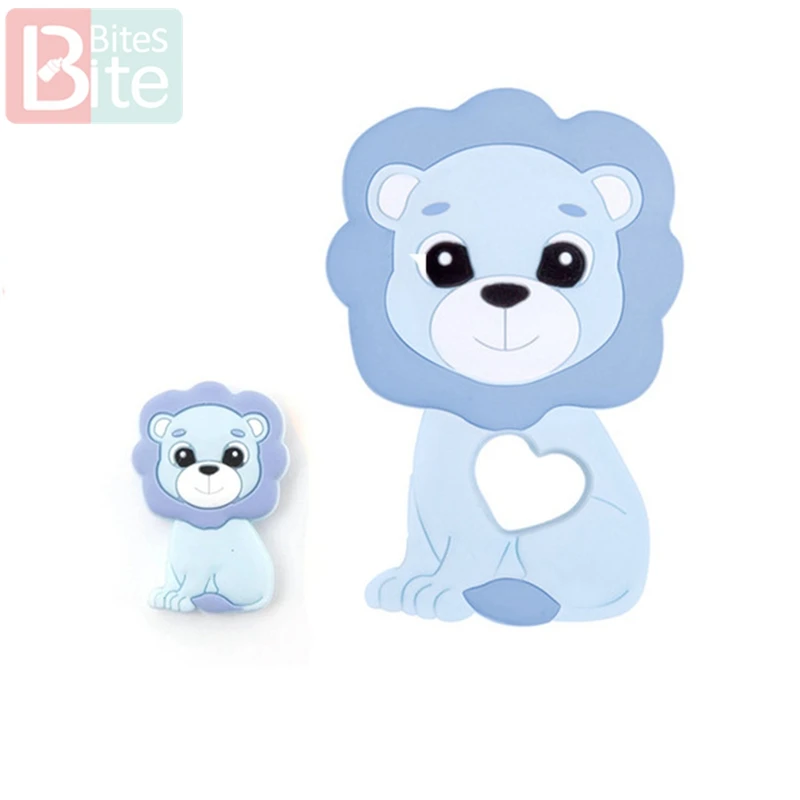 Blue Lion Укус укусов 2 шт./компл. Черепаха силиконовый детский Прорезыватель для зубов "сделай сам" для изготовления Еда Класс коала силиконовые крошечные стержень при прорезывании зубов силиконовые бусины комплект ювелирных изделий - Цвет: Blue Lion